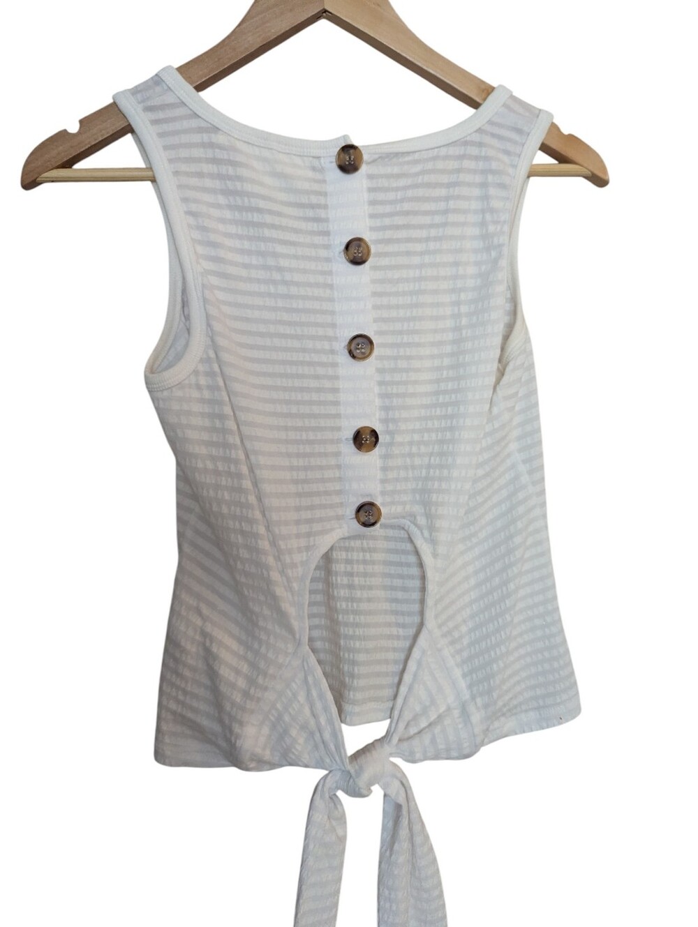 MAEVE by Anthropologie Seersucker Women’s White Tie-back Tank X-Small - Picture 5 of 11